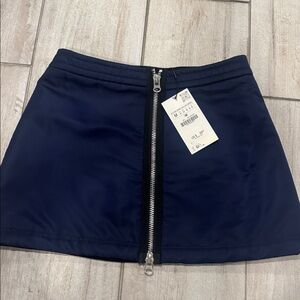 Zara Navy Blue and Black Zip Up Skirt